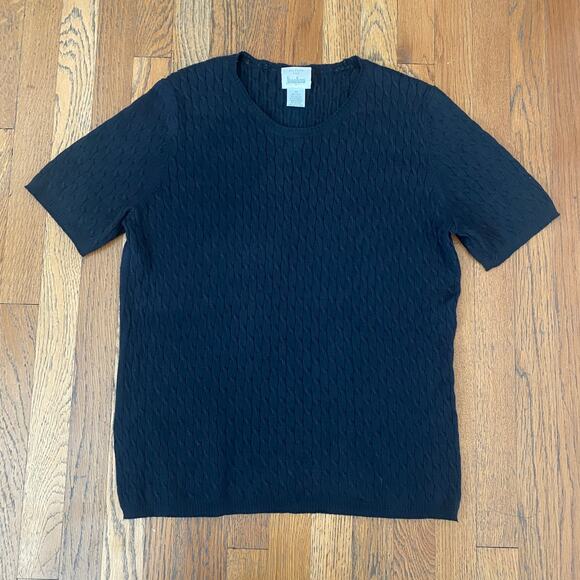 Vintage Belford for Neiman Marcus Black Short Sleeve Silk Sweater - Picture 2 of 6